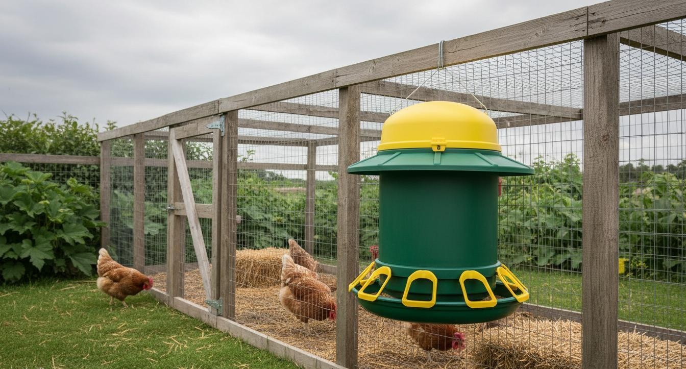 21-Rainproof Chicken Feeder Design Features Port Access Pest Resistance and Weather Protection for Outdoor Coops